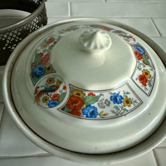 Original The Hall China Co. Hot Dish with Silver Holder - Picture 2 of 6